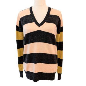 Equipment Femme Womens Size XS Lucinda Pink Gray Gold Striped Cashmere Sweater